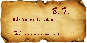 Bányay Talabor névjegykártya